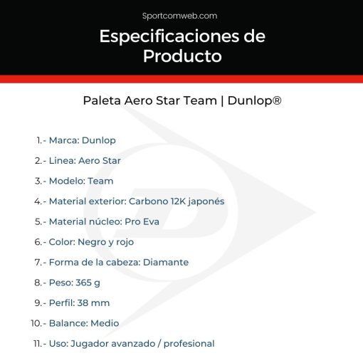 Paleta Dunlop Aerostar Team - Imagen 3